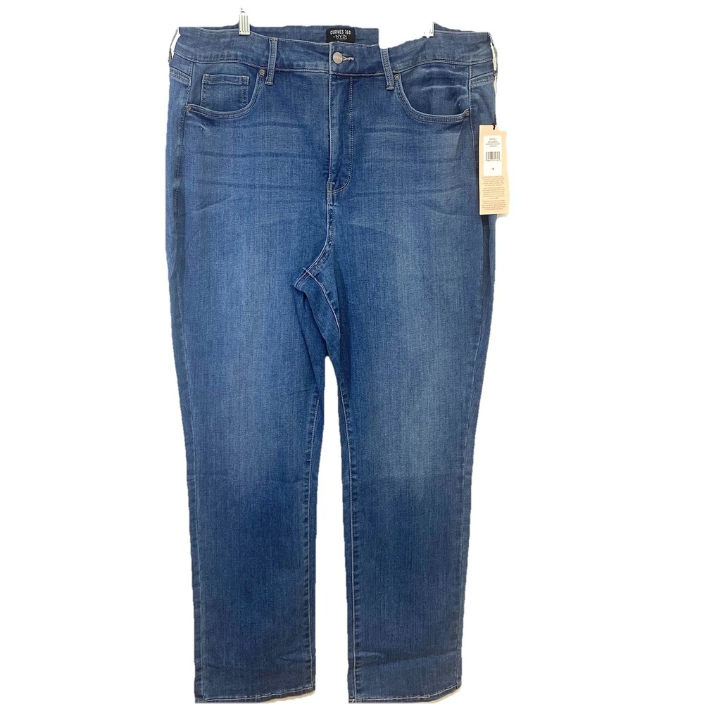 NYDJ Curves 360 Marilyn Straight Jeans Lovesick Slimming  18‎ High Rise Blue New